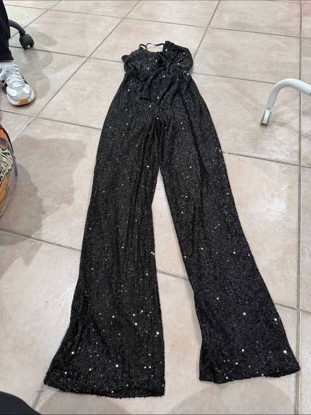 Fashion Nova Black Sequin Wide Leg Jumpsuit
